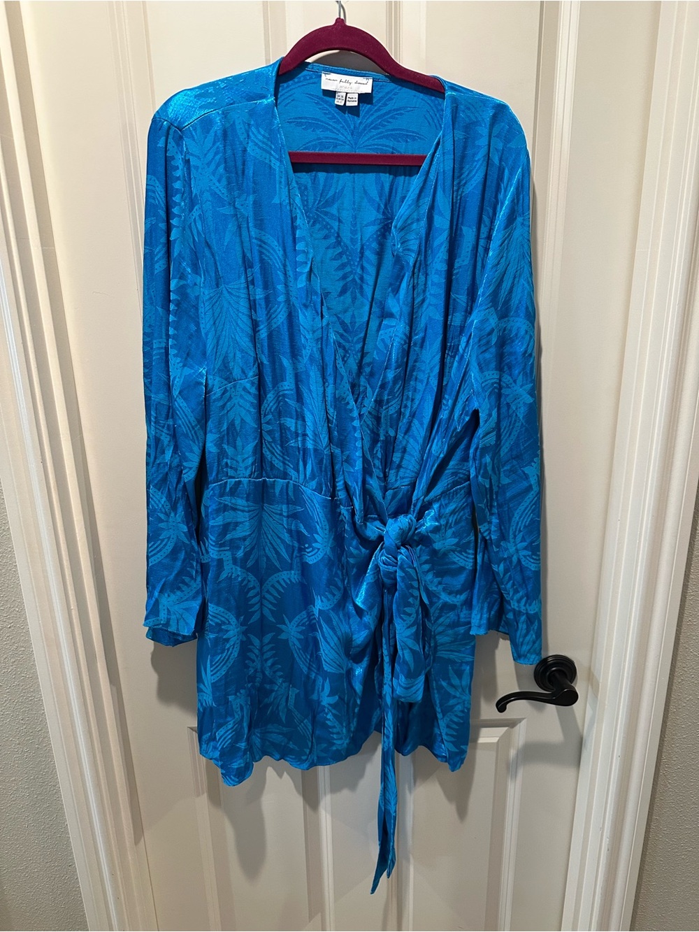 Never Fully Dressed Vibrant Blue Tropical Wrap Robe